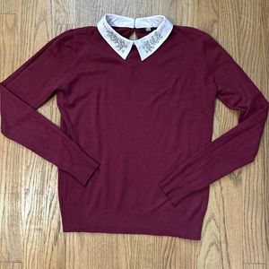 Soft sweater with white collar